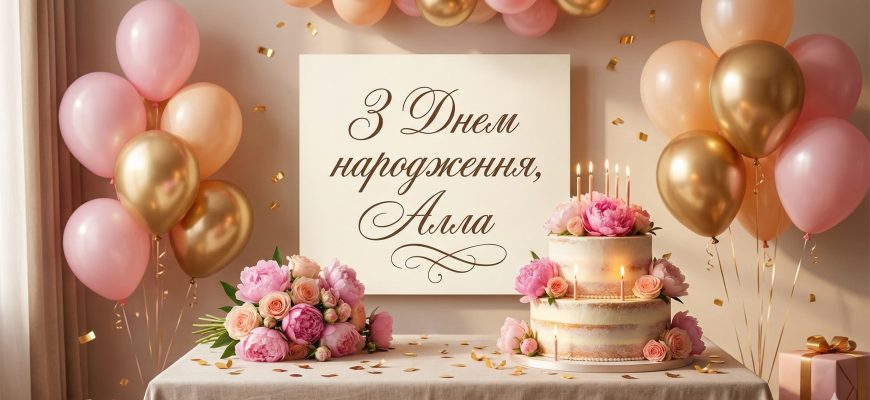 З Днем Народження Алла: картинка листівка