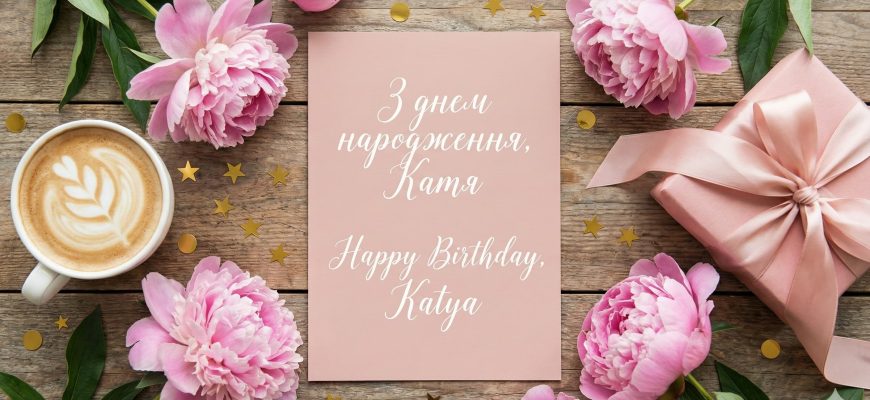 З Днем Народження Катя картинка листівка